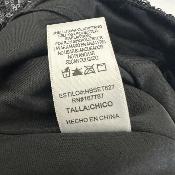 Hunter Brown Pants Women Small Black Sequin Wide Leg Sparkle Glam NYE Party Club - Picture 11 of 12